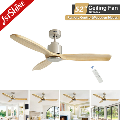 52 Inch Solid Wood Blade Ceiling Fan With Remote Control