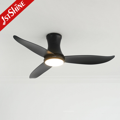 Black Flush Mount Ceiling Fan With Dimmable LED Light OEM/ODM