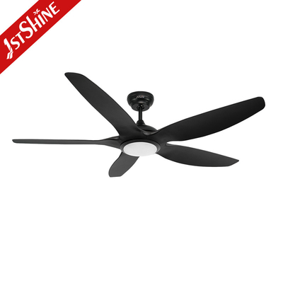 Black Modern Ceiling Fan With LED Light 5 ABS Blade Cooling Air