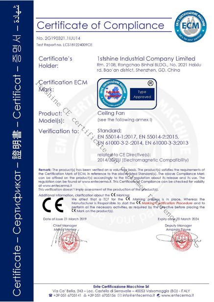 Cina 1stshine Industrial Company Limited Sertifikasi