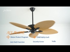 Kipas langit-langit Gaya Tropis 56 inci motor dc 5 bilah kipas langit-langit dengan remote control