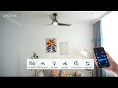 52 Inci Hitam Remote Led Langit-langit Fan Abs Blade Whisper-Silent Motor