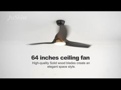 62 Inch Solid Wood Ceiling Fan Dengan Dimmable Led Light Hitam Modern Dc Motor