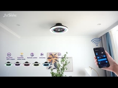 Kamar Tidur Kipas Tanpa Blade Dengan RGB Light Smart APP Hitam Modern Ukuran Kecil Multicolor