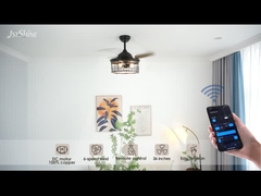 Sangkar Baja Kipas Langit-langit 36 ​​Inci E27*3 Bohlam Pisau Dapat Ditarik Retro Industri Dalam Ruangan