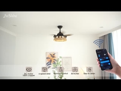 Rope Cage Hidden Blade Ceiling Fan Light Dengan Remote Control DC Motor
