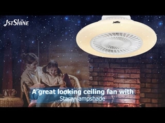 Flush Mount Bladeless Ceiling Fan Dengan Lampu LED DC Motor Starry Lampshade