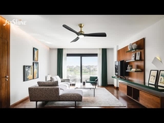 Kipas langit-langit LED modern 52 inci dengan motor DC, pisau ABS Hitam