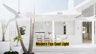 Lampu LED Kipas Langit-Langit Modern Putih 52 Inci