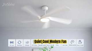 Lampu LED Kipas Langit-Langit Putih Tenang 52 Inci Modern