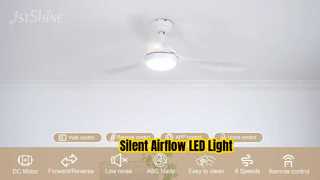 Lampu LED Kipas Langit-langit Putih Modern 52 Inci
