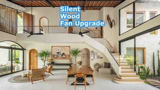 Kipas Langit-langit Kayu Hitam 52 Inci Motor DC Senyap