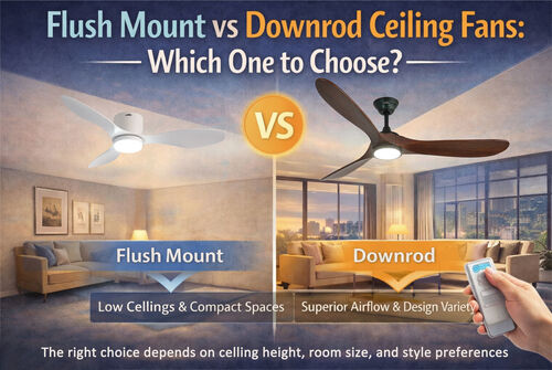 Berita perusahaan terbaru tentang Kipas Angin Langit-Langit Flush Mount vs Downrod: Mana yang Harus Dipilih?