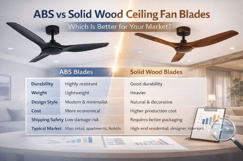 Berita perusahaan terbaru tentang Bilah Kipas Langit-Langit ABS vs Kayu Solid: Mana yang Lebih Baik untuk Pasar Anda?