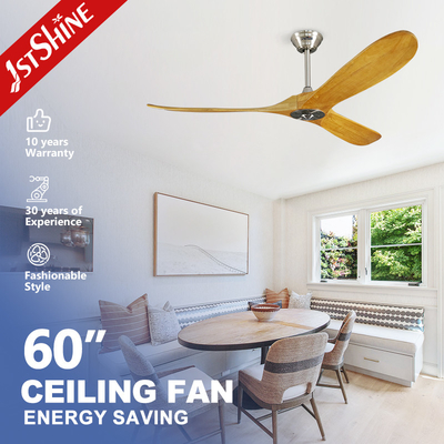 Kualitas  Hotel Decorative Wooden Blade Ceiling Fan With DC Motor Remote Control pabrik