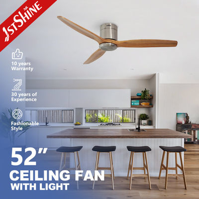 Harga yang bagus TUYA App-Controlled 2 IN 1 LED Light Ceiling Fan Low Ceiling Solid Wood Blades dengan Remote on line