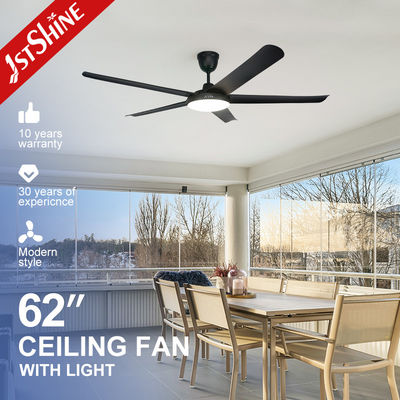 Harga yang bagus 62 Inch Hitam Plastik Modern LED Ceiling Fan Blade Motor Dc 3 Warna 52.4W on line