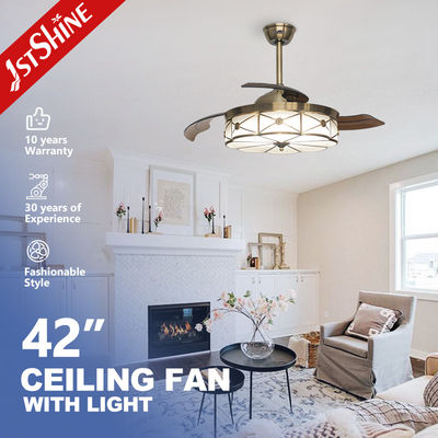 Harga yang bagus 230v Retractable Invisible Ceiling Fan Dengan Led Light Retro Pure Copper Dekoratif on line