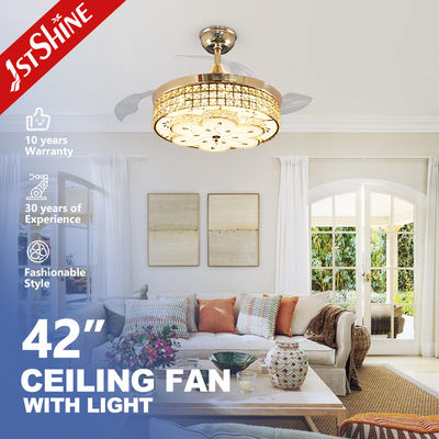 Harga yang bagus Three Blades 107cm Folding Chandelier Ceiling Fan Retractable Blades on line