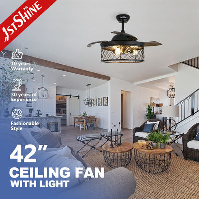 Harga yang bagus 42 Inches Farmhouse Bedroom Kipas Langit-Langit Tak Terlihat Dengan Lampu Dan Remote Control on line