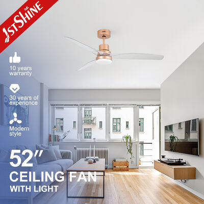 Harga yang bagus 52-Inch Rose Gold Finish Dimmable LED Ceiling Fan dengan Transparent ABS Blades dan Remote Control on line