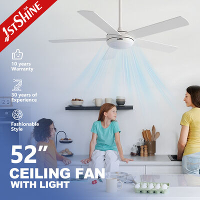 Harga yang bagus 52 Inch Smart 5 Plywood Blades Putih Modern Lampu Langit-langit Fan dengan lampu LED dan DC Motor on line