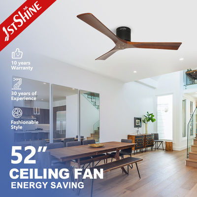 Harga yang bagus Flush Mount Solid Wood Blade Ceiling Fan Noiseless 5 Kecepatan Remote Control on line