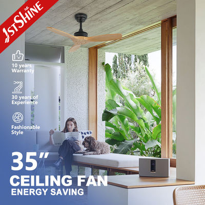 Harga yang bagus Ukuran kecil 35 Inci Solid Wood Blade Ceiling Fan Quiet Energy Saving DC Motor on line