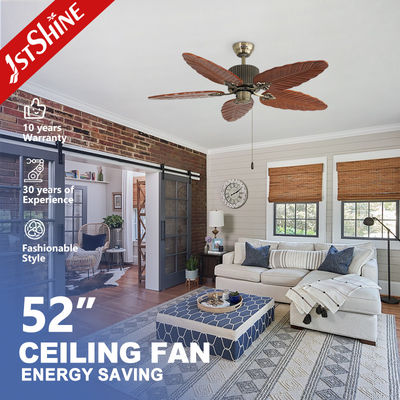 Harga yang bagus 52 Inch Tropical Solid Wood Ceiling Fan Pull Chain Control AC Motor on line