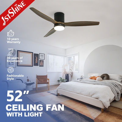 Harga yang bagus 3 Bilah Kayu Alami Low Profile 52 Inches Ceiling Fan Dengan Lampu Led on line