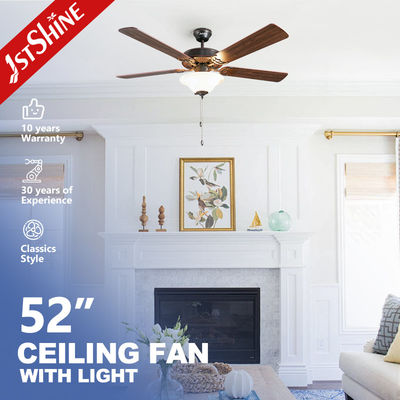 Harga yang bagus Retro Ceiling Fan Trending New 5 MDF Blades With Lights Tradisional Tarik Rantai on line