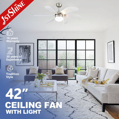Harga yang bagus 42 Inch 6 MDF Blades Modern Pull Chain Ceiling Fan Dengan Cahaya on line