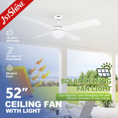 Harga yang bagus LED Solar Ceiling Fan Energy Saving DC Motor 6 Kecepatan Putih Mdf Blade on line