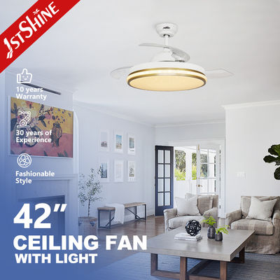 Harga yang bagus 42 Inch Cerdas Kecil Ditarik Lampu LED Ceiling Fan Kontrol Wifi Untuk Kamar Tidur on line
