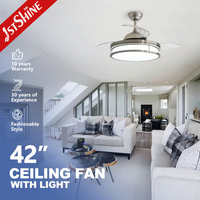 Harga yang bagus 42 Inch Invisible Ceiling Fan Dengan Dimmable Led Light 3 Pc Blades Ruang Tidur Indoor on line