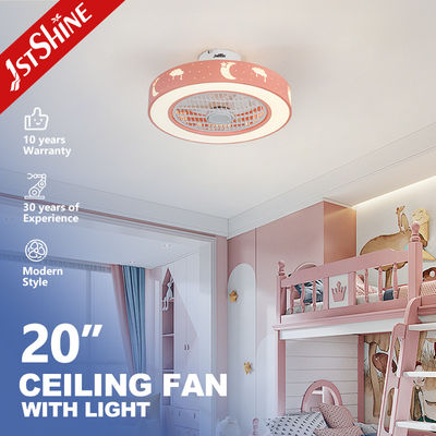 Harga yang bagus Kipas Langit-Langit LED Flush Mount Tema Anak-Anak, Kipas Langit-Langit Merah Muda Dengan Motor DC on line