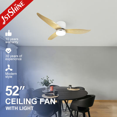 Harga yang bagus Flush Mount 52 Inch Wood Grain ABS Blades Ceiling Fan Dengan Cahaya on line