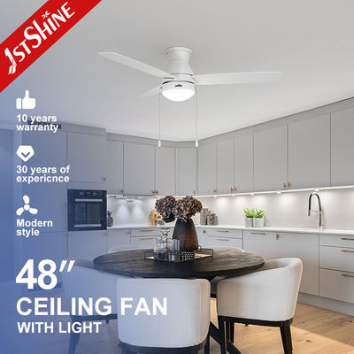 Harga yang bagus 48 Inch Modern White Ceiling Fan Dengan Light Pull Chain Ac Motor 3 Kecepatan Pilihan on line