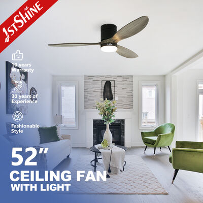 Harga yang bagus Kipas Langit-langit Flush Mount Kayu Solid 52 Inci Kebisingan Rendah Dengan Lampu LED on line